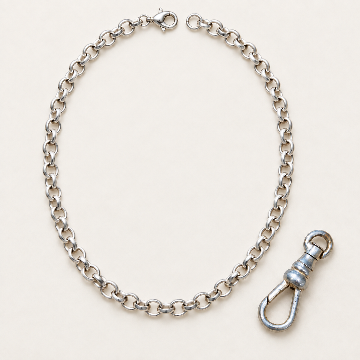 Reserved Order 55cm Sterling Silver Belcher Chain and Swivel Clip
