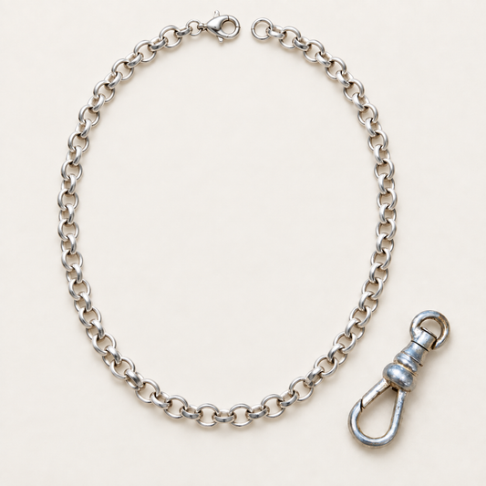 Reserved Order 55cm Sterling Silver Belcher Chain and Swivel Clip