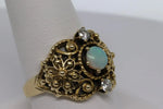 14Kt Yellow Gold Art Deco Diamond and Opal ring