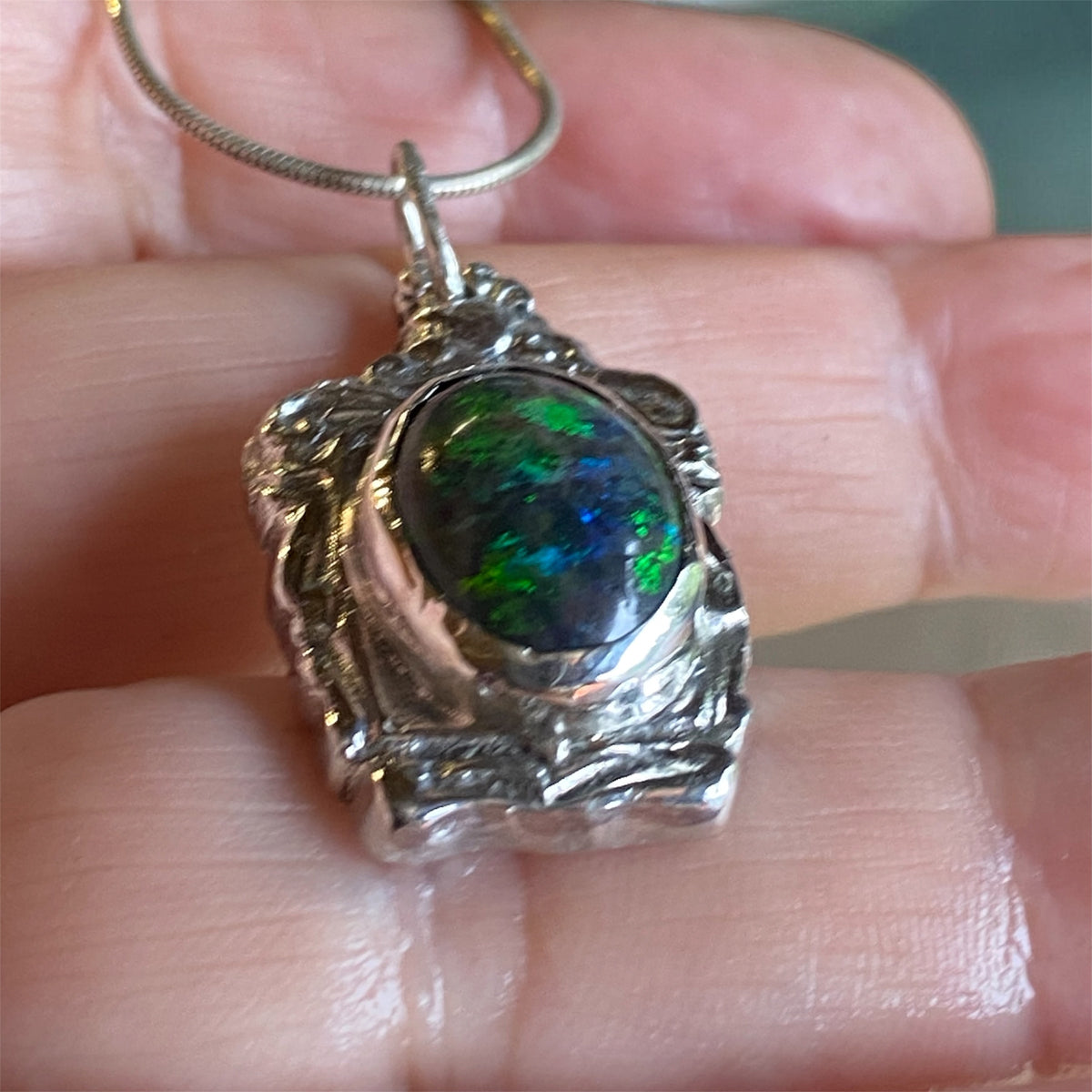 Andamooka Opal Pendant in Vintage Colombian Silver