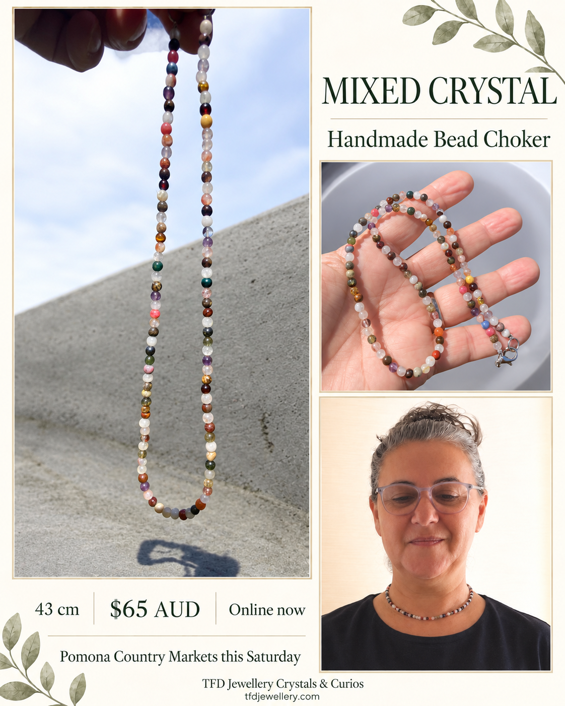 Mixed Crystal Bead Choker Necklace