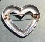 Vintage Sterling Silver Heart Brooch Pin