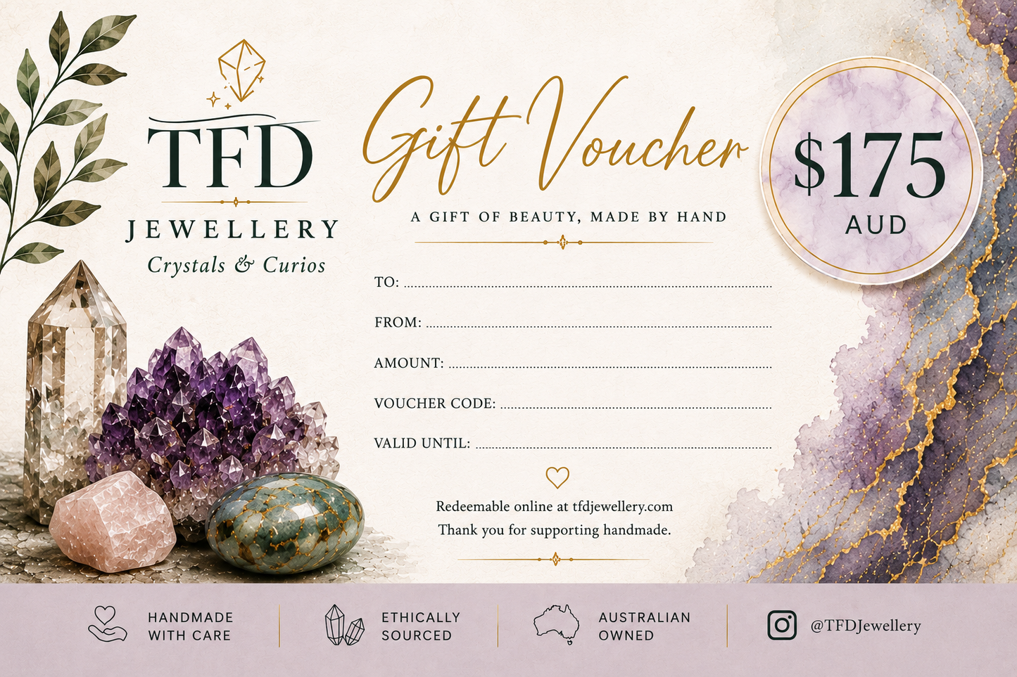 TFD Jewellery and Crystals Gift Voucher