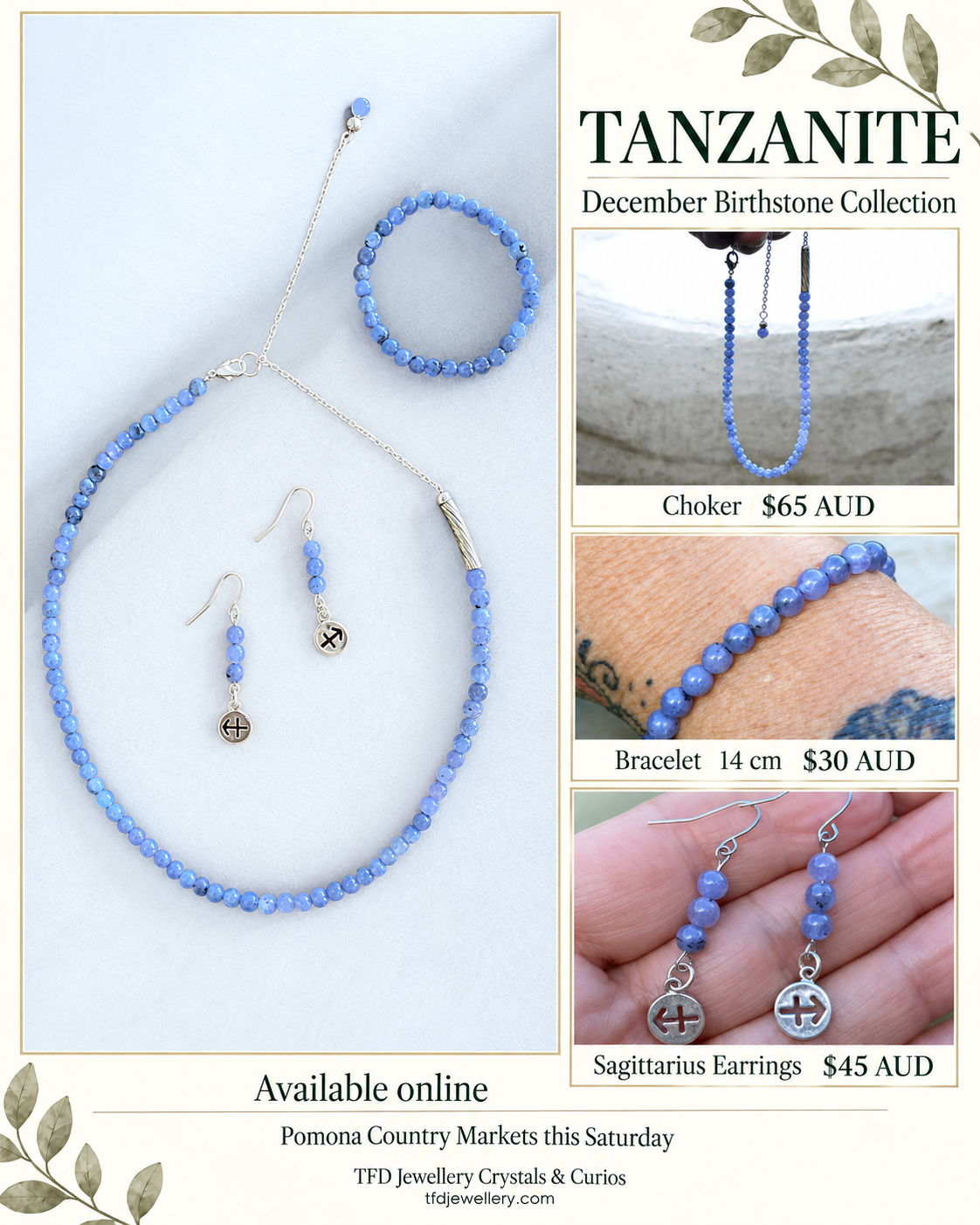 Natural Tanzanite Bead Choker with Beaded Extension