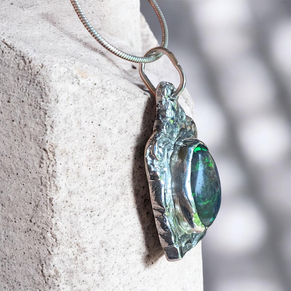 Andamooka Opal Pendant in Vintage Colombian Silver