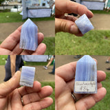 Natural Blue Lace Agate Gemstone Tower Obelisk.