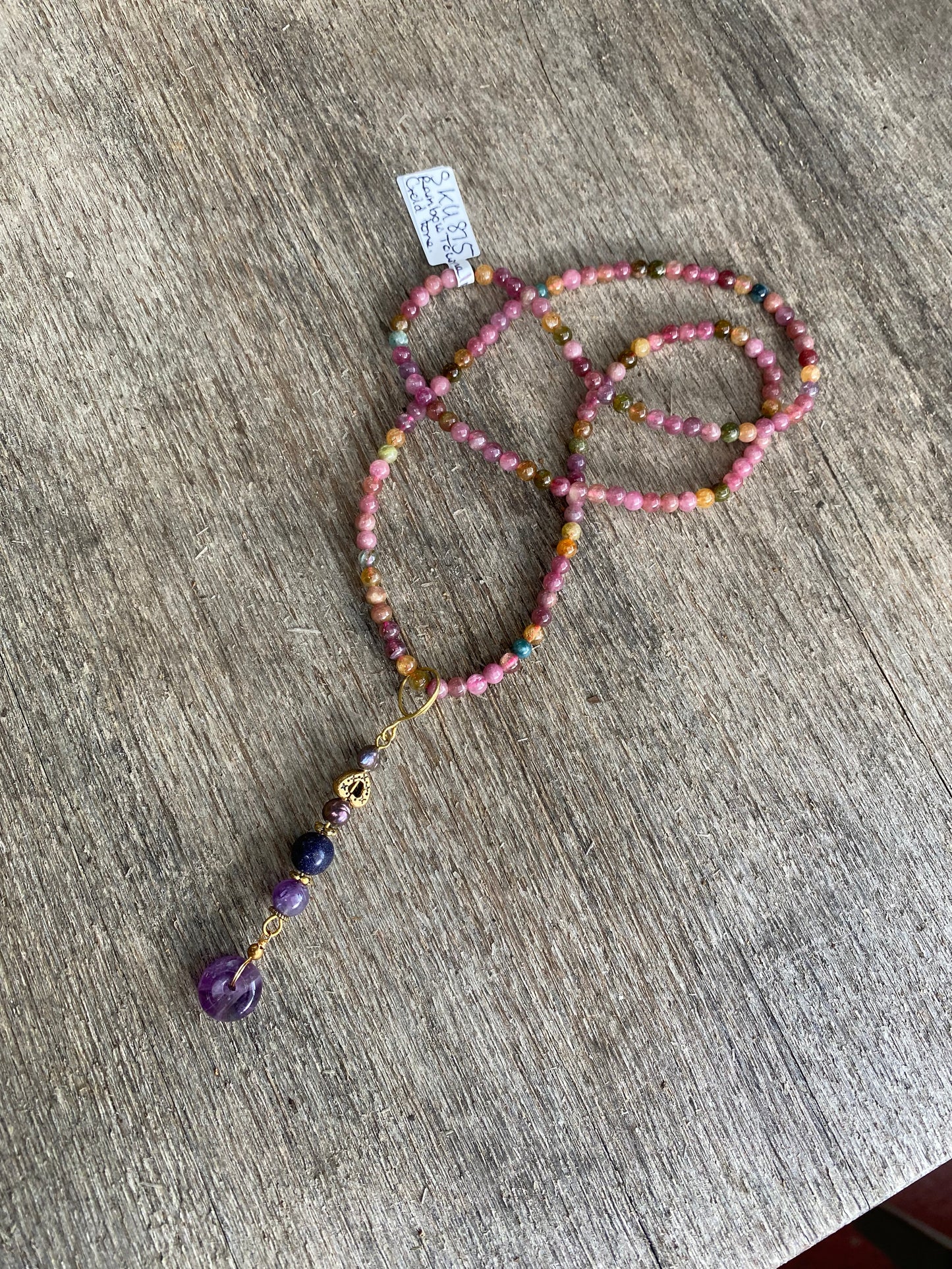 Multicoloured Natural Rainbow Tourmaline Bead necklace/bracelet
