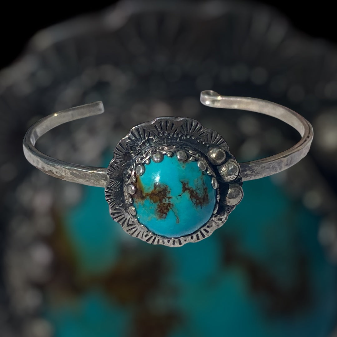 Handmade Cloud Mountain Turquoise Sterling Silver Cuff Bracelet
