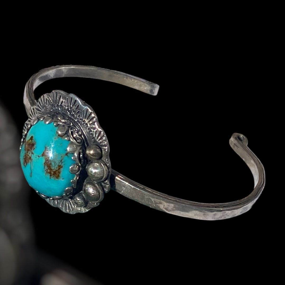 Handmade Cloud Mountain Turquoise Sterling Silver Cuff Bracelet