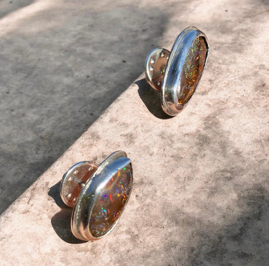 Custom Sterling Silver Australian Opal Hat Pins | SOLD