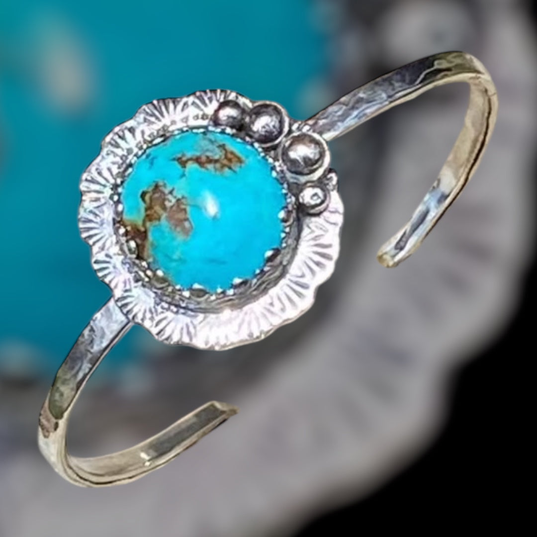 Handmade Cloud Mountain Turquoise Sterling Silver Cuff Bracelet