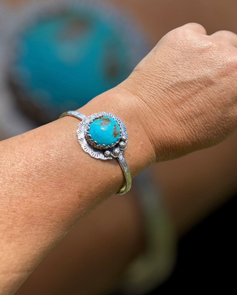 Handmade Cloud Mountain Turquoise Sterling Silver Cuff Bracelet