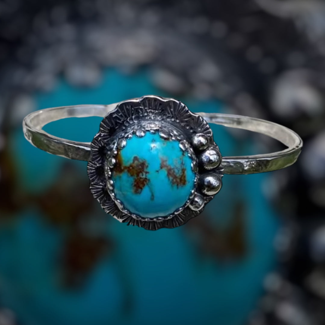 Handmade Cloud Mountain Turquoise Sterling Silver Cuff Bracelet