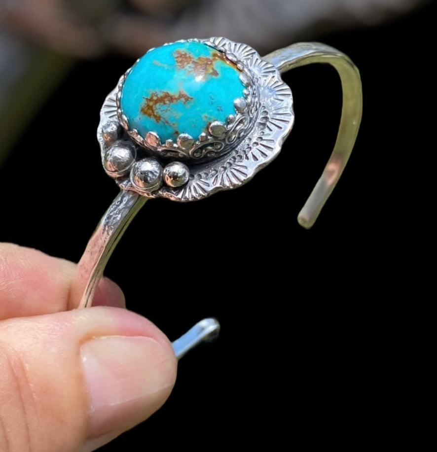 Handmade Cloud Mountain Turquoise Sterling Silver Cuff Bracelet