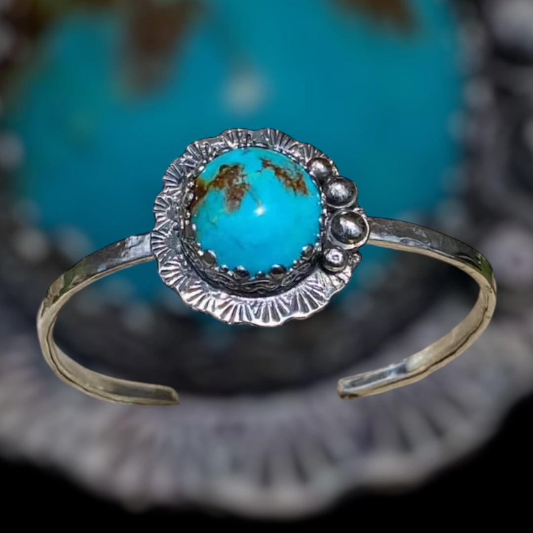 Handmade Cloud Mountain Turquoise Sterling Silver Cuff Bracelet
