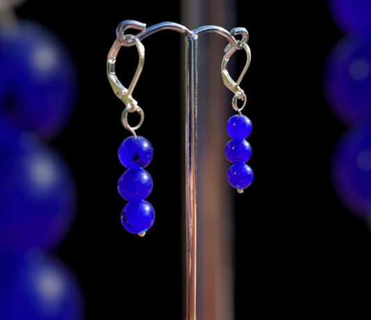 Handmade Blue Jade Bead Earrings