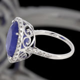 14K WHITE GOLD, 10.24CT TANZANITE AND DIAMOND, STATEMENT RING
