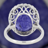14K WHITE GOLD, 10.24CT TANZANITE AND DIAMOND, STATEMENT RING