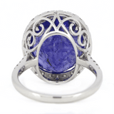14K WHITE GOLD, 10.24CT TANZANITE AND DIAMOND, STATEMENT RING