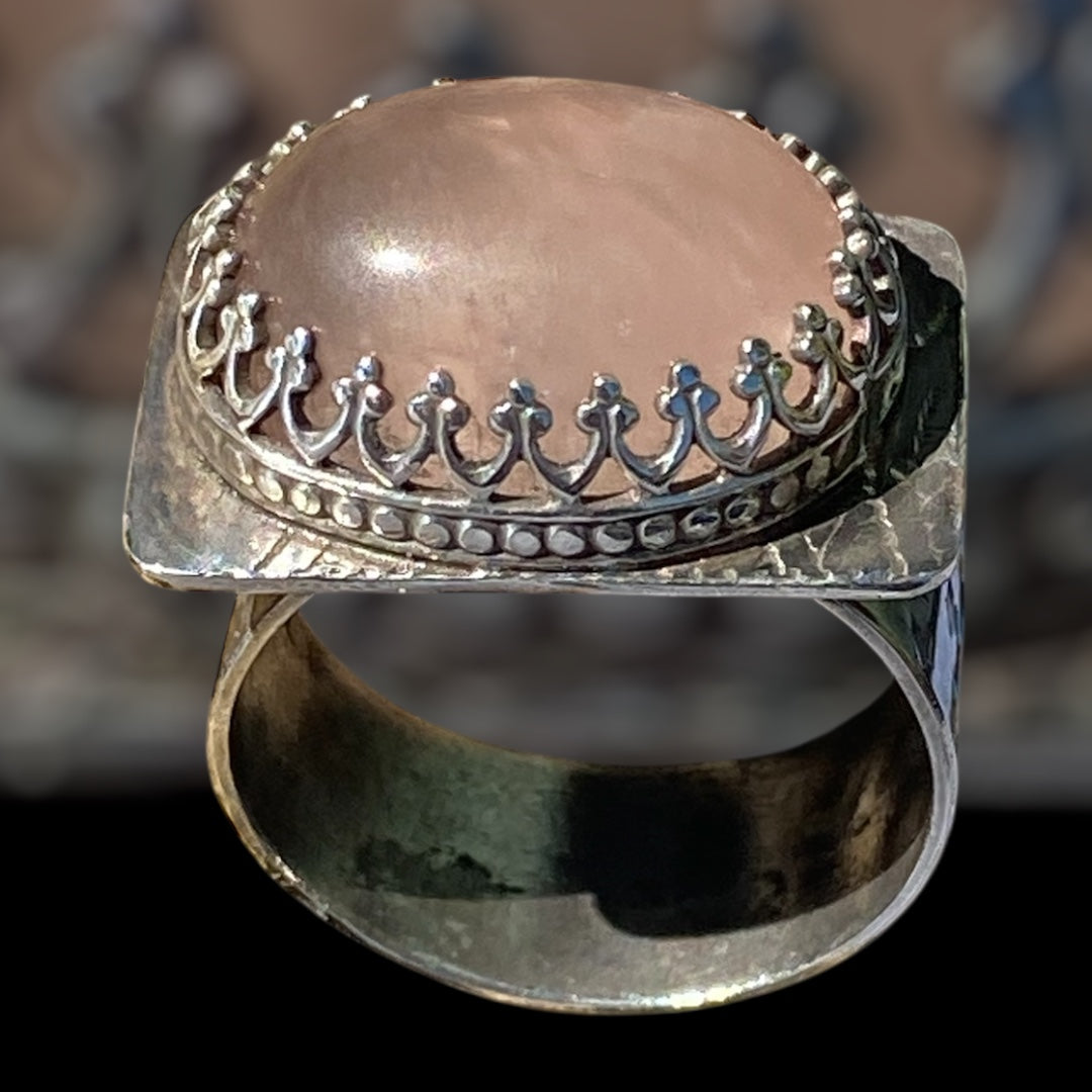 Handmade Rose Quartz Sterling Silver Ring