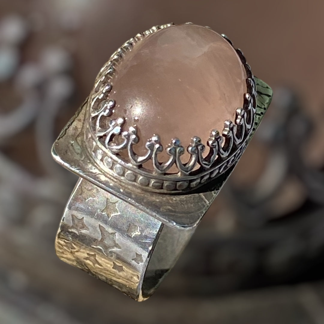 Handmade Rose Quartz Sterling Silver Ring