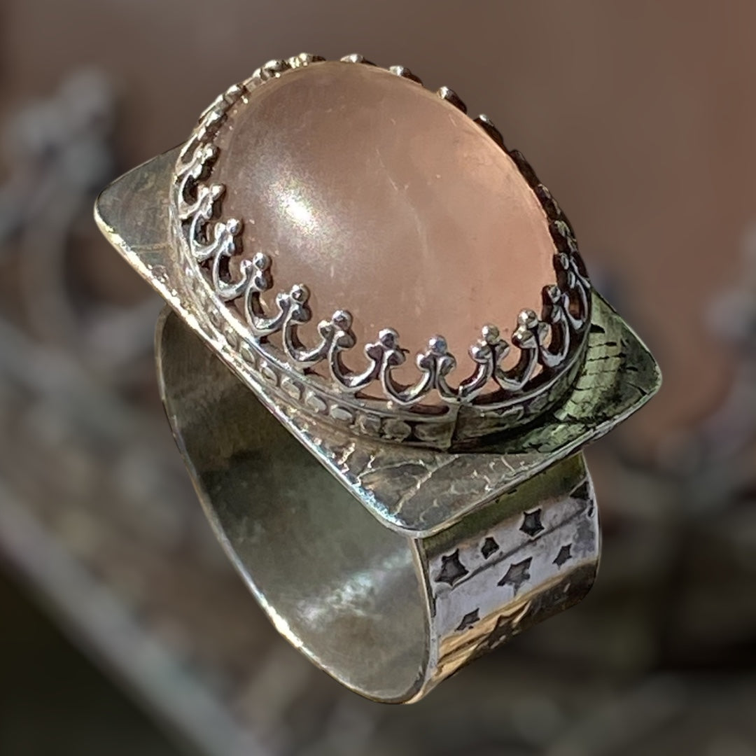 Handmade Rose Quartz Sterling Silver Ring