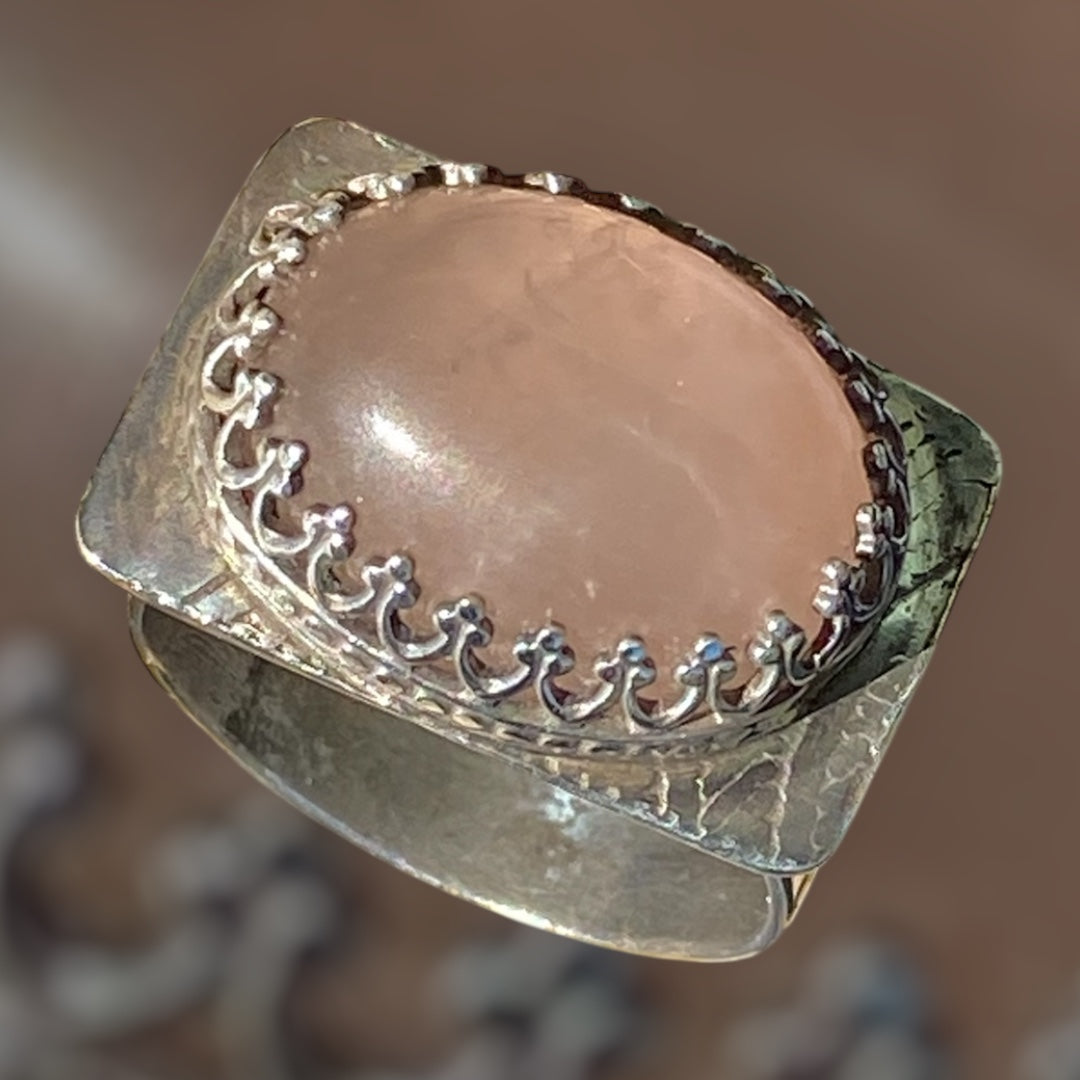 Handmade Rose Quartz Sterling Silver Ring