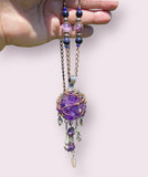 Amethyst Cluster and Pyrite Dream Catcher Necklace