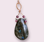 Labradorite with Garnet Bead Copper Necklace