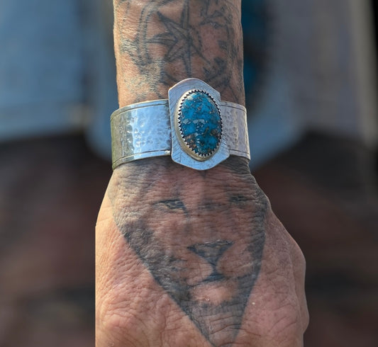 Handmade Campitos Turquoise Cuff Sterling Silver &amp; EPNS A1 Sold