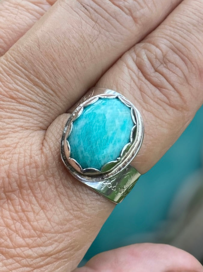 Handmade Amazonite Sterling Silver Ring