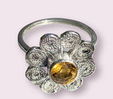 Handmade Sunflower Citrine Ring