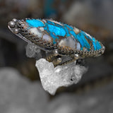 Handmade Colbaugh Composite Kingman Turquoise & Pink Opal Ring