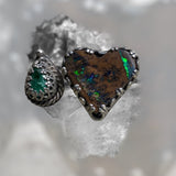 Handmade Matrix Opal and Emerald Ring