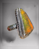Handmade Orange Flash Ammolite Ring