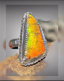 Handmade Orange Flash Ammolite Ring
