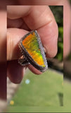 Handmade Orange Flash Ammolite Ring