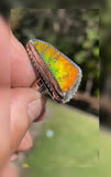 Handmade Orange Flash Ammolite Ring