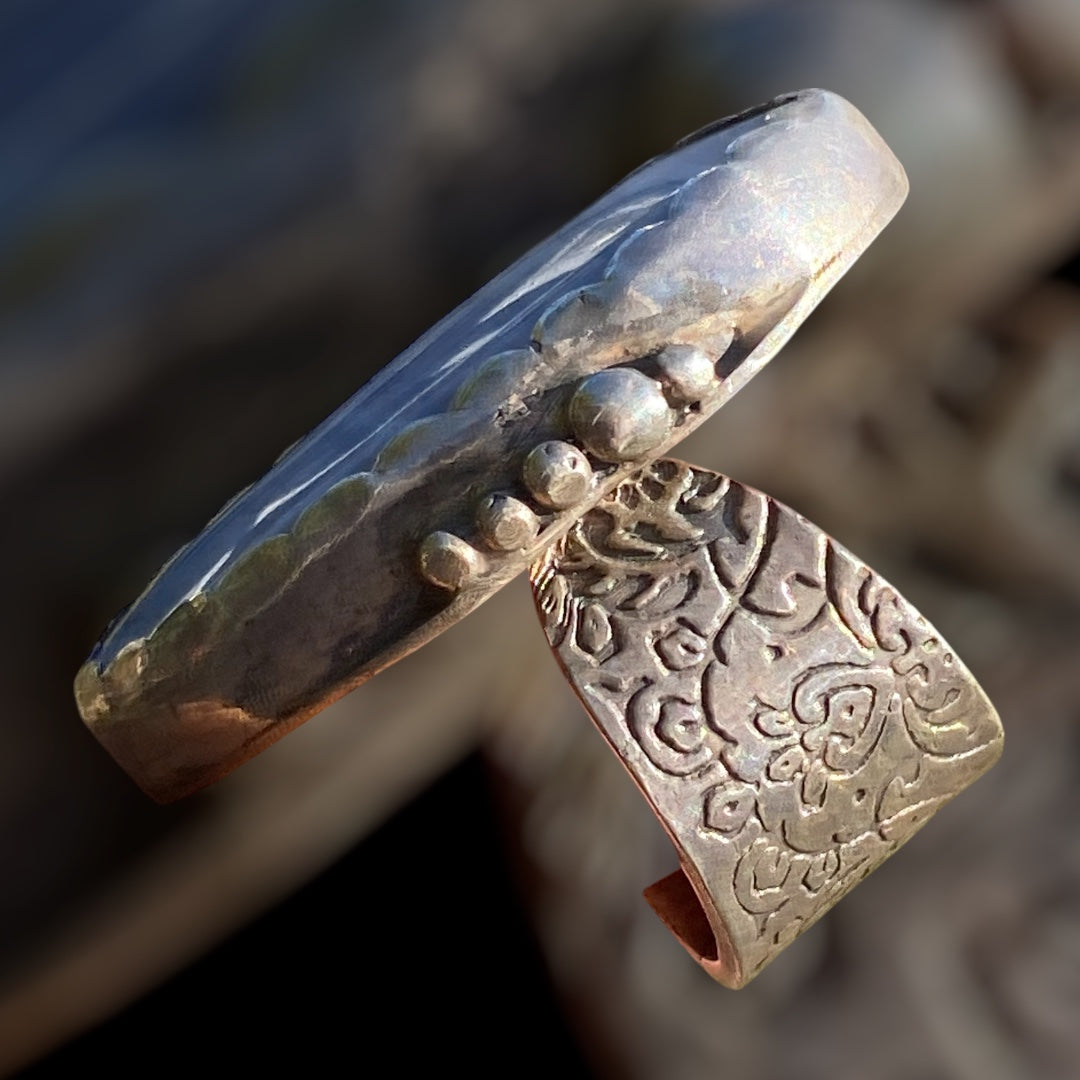 Handmade Oval Blue Lace Agate Gemstone Boho Ring