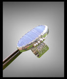 Handmade Oval Blue Lace Agate Gemstone Boho Ring