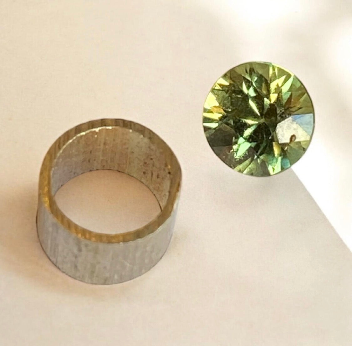 Vintage 900 Silver Spoon Handle Ring with Russian Demantoid Garnet Sold