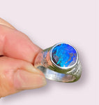 Bright Blue Opal Handmade Ring