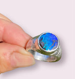 Bright Blue Opal Handmade Ring