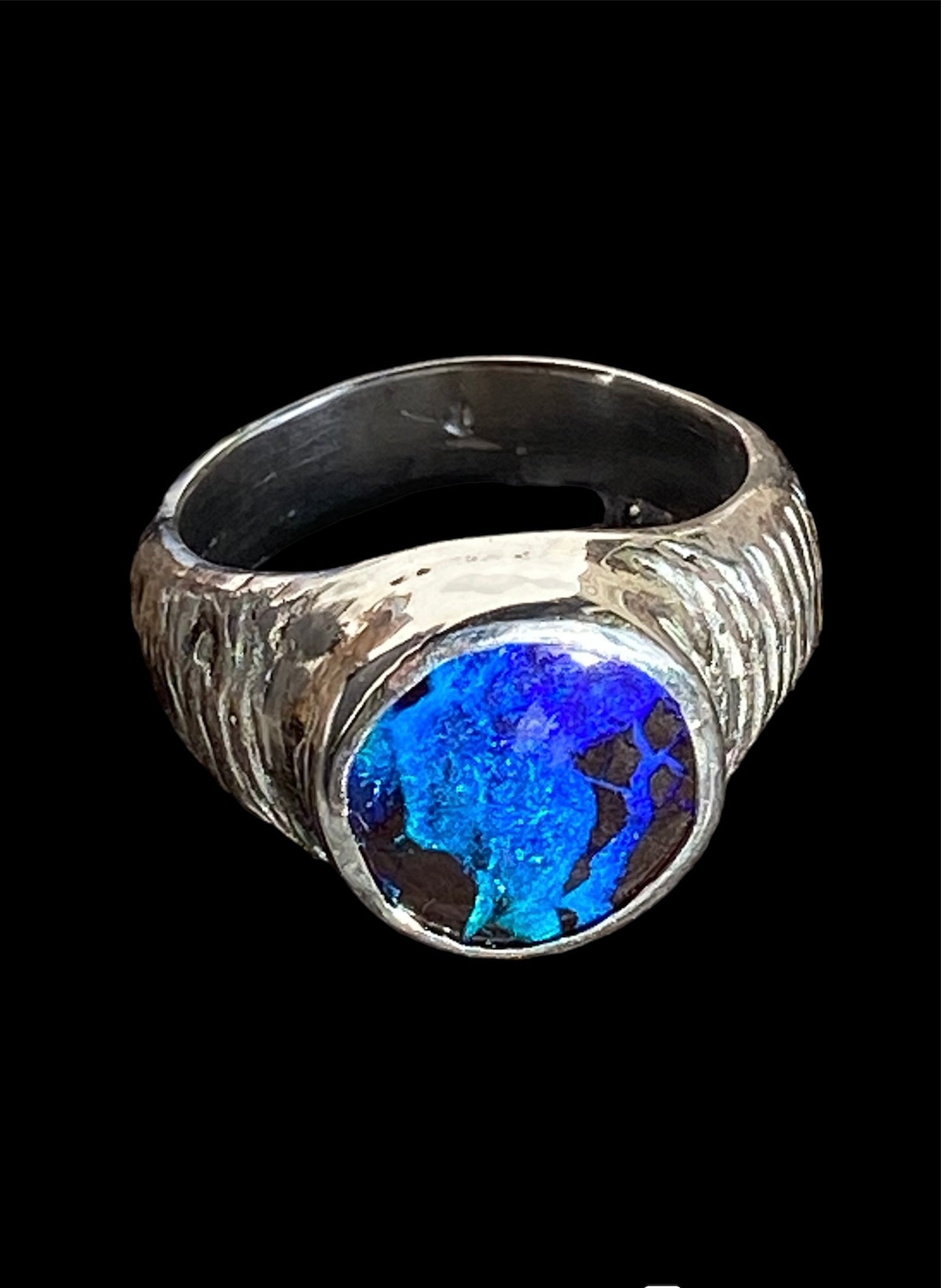Bright Blue Opal Handmade Ring