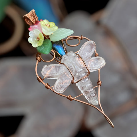 Copper Wrapped Dragonfly Pendant