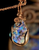 Copper Wrapped Qld Boulder Opal Pendant