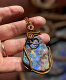 Copper Wrapped Qld Boulder Opal Pendant