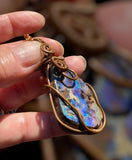 Copper Wrapped Qld Boulder Opal Pendant