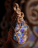 Copper Wrapped Qld Boulder Opal Pendant