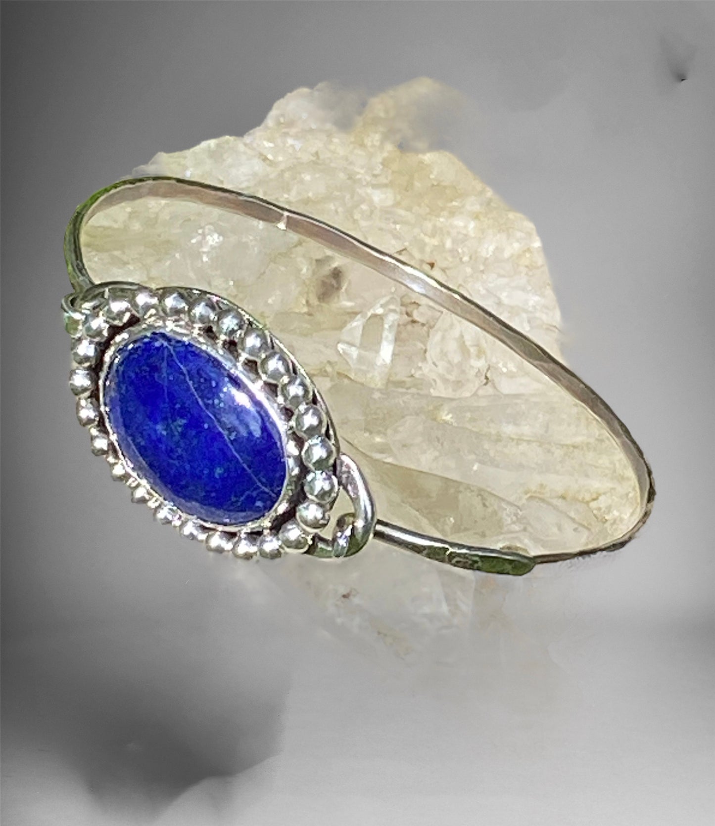 Handmade Lapis Lazuli Sterling Silver Tension Cuff Bracelet